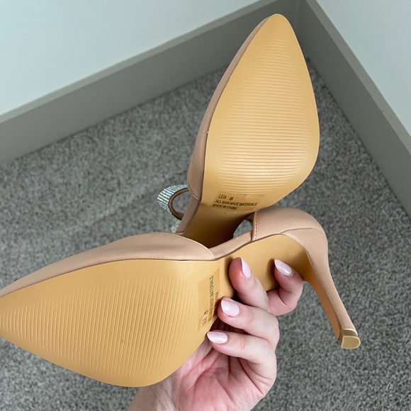 Nude/tan pointed toe heels | Rhinestone ankle band | Size 8 - Picture 8 of 11